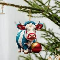 KeirineCC Cartoon Cow Decorative Hanging Ornaments for Christmas Tree,Cute Cartoon 2D Acrylic Highland Cow Pendants Christmas Tree Decorations