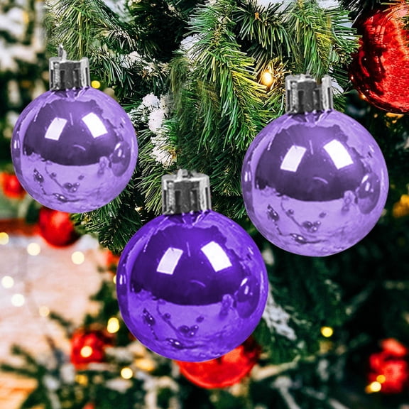KeirineCC Christmas Balls Ornaments, 16PCS 1.58" Pre-Strung Xmas Tree Decorations, Christmas Hanging Balls Shatterproof Birthday Holiday Wedding Christmas Ornaments - Purple