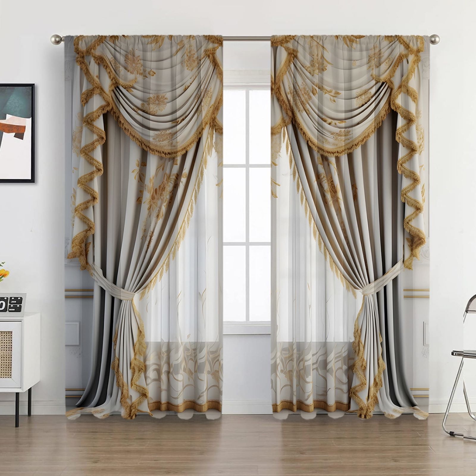 KeirineCC Christmas Curtains 65.3x59 Inch Winter Bedroom Window Drapes ...