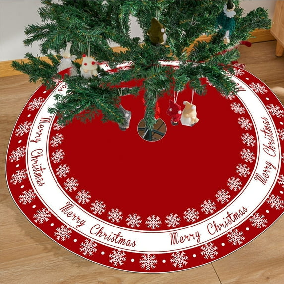 KeirineCC Christmas Tree Skirt 47.2 inch Tree Skirt, Large Snowflake Plaid Red Green Black Xmas Tree Skirt, Rustic Christmas Decorations for Winter New Year Holiday Party Decor Indoor Outdoor(B)