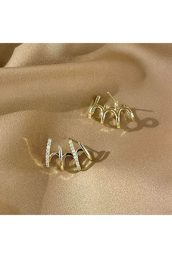 KeirineCC Claw Earring Cuff Zircon Needle Stud Ear Cuffs Gold Claw Earrings for Women Dainty Minimalist Huggie Ear Wrap Piercing Stud Earrings