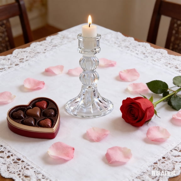 KeirineCC Clear Glass Candlestick Crystal Decorative Candle Stand Centerpiece For Wedding Dinning Party Candlelight Dinner Decoration Holiday Decoration,White,C