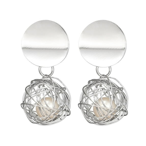 KeirineCC Creative Pearl Earrings, Pearl Drop Earrings, Metal Tassels Earring, Gorgeous Jewelry Earrings For Prom Party, Wedding or Birthday Gift - Silver