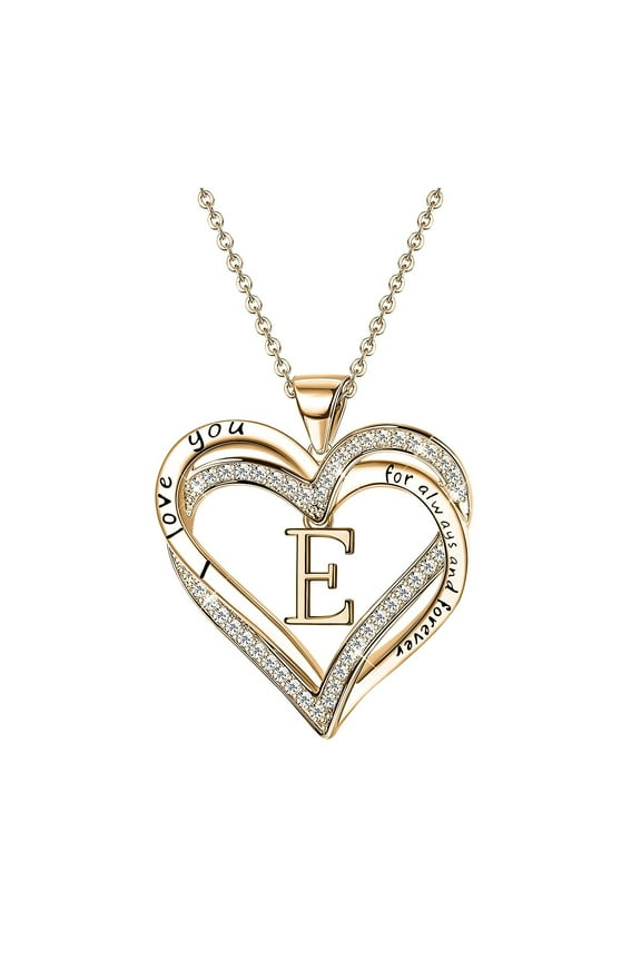 Diamond Initial Necklaces for Women,14k Gold Plated Letter Necklace Personalized A-Z Name Heart Choker Necklace Tiny Cute Monogram Necklace Jewelry Gift, Best Gifts - E