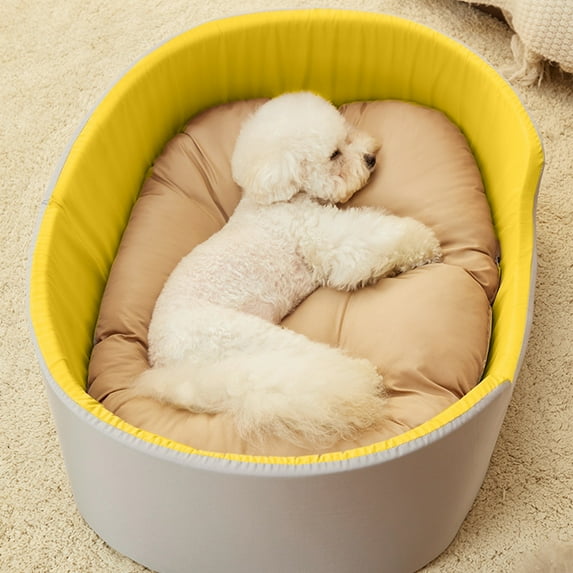 KeirineCC Dog Bed for Large Medium Small Dogs Washable and Comfort Dog Bed,Calming Pet Mat with Non-Slip Bottom,Cat Cushion Mat for Indoor Pet,All Seasons,24x16 Inches,1 pcs,Yellow