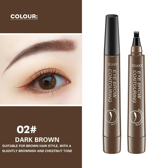 KeirineCC Eyebrow Pen - Eyebrow Pencil Eye Brow Pencils for Women with 4-Fork-Tip and Spoolie Brush Create Natural Hair-Like Defined Brows, Last All-Day, Dark Brown
