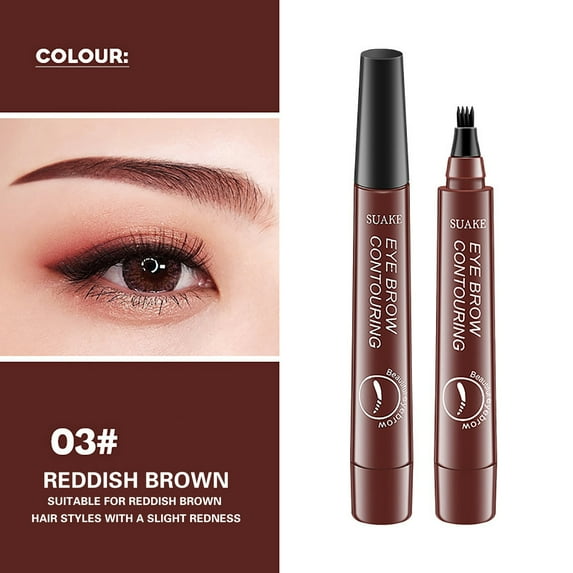 KeirineCC Eyebrow Pen - Eyebrow Pencil Eye Brow Pencils for Women with 4-Fork-Tip and Spoolie Brush Create Natural Hair-Like Defined Brows, Last All-Day, Wine