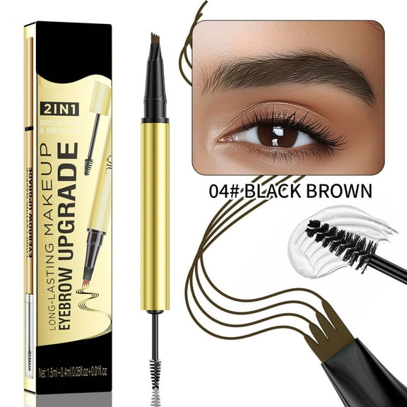 KeirineCC Eyebrow Pen, Waterproof Eyebrow Pencil with 4 Tip Microblading Eyebrow Pen, for Natural-Looking Brows, Long-Lasting, Black Brown