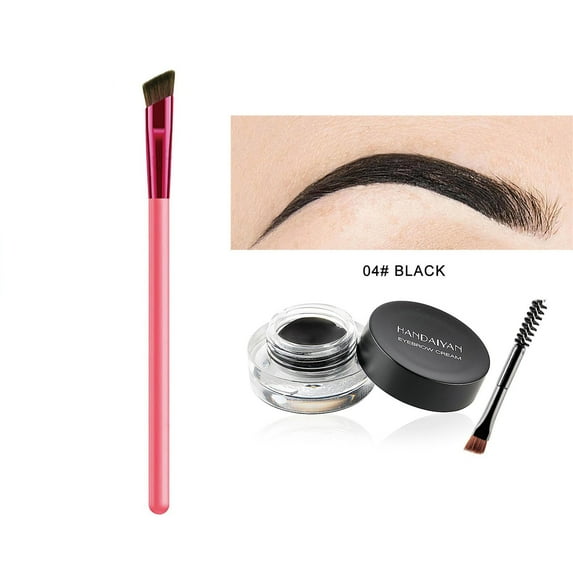 KeirineCC Eyebrow Stamp Stencil Kit, Brow Stamp Trio Kit with Eyebrow Pomade, Dual-ended Eyebrow Brush and Sponge Applicator - Black