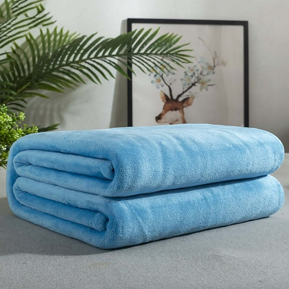 KeirineCC Fleece Throw Blankets, Super Soft Flannel Cozy Blankets for Adults, Washable Lightweight Blanket for Couch Sofa Bed Office, Warm Plush Blankets for All Season (15.7"×39.4", Blue)