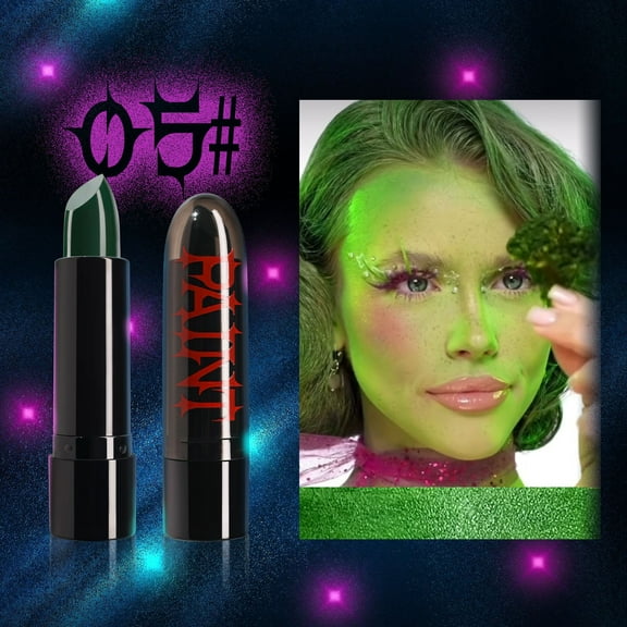 KeirineCC Green Matte Lipstick Makeup, Long-Lasting Non-Stick Cup Goth Lip Gloss, Vintage Lipstick Cosmetics Party Makeup Gift, High Impact Color for Women Halloween Party