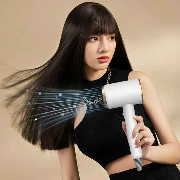 KeirineCC Hair Dryer - High-Speed Brushless Motor Negative Ionic Blow Dryer for Fast Drying, Low Noise Thermo-Control Hair Dryer with Nozzle - White
