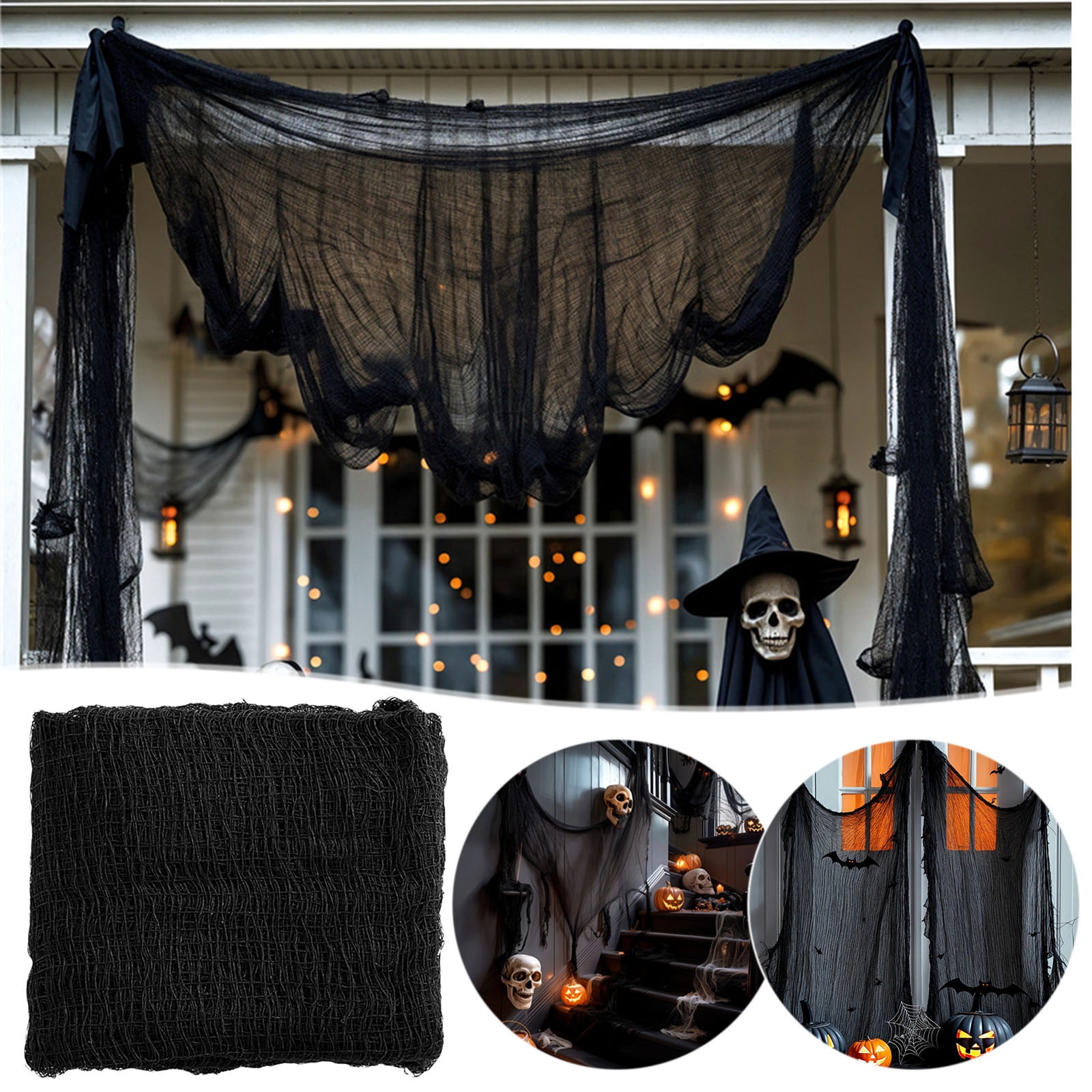 KeirineCC Halloween Creepy Cloth Decoration, Large Black Spooky Fabric
