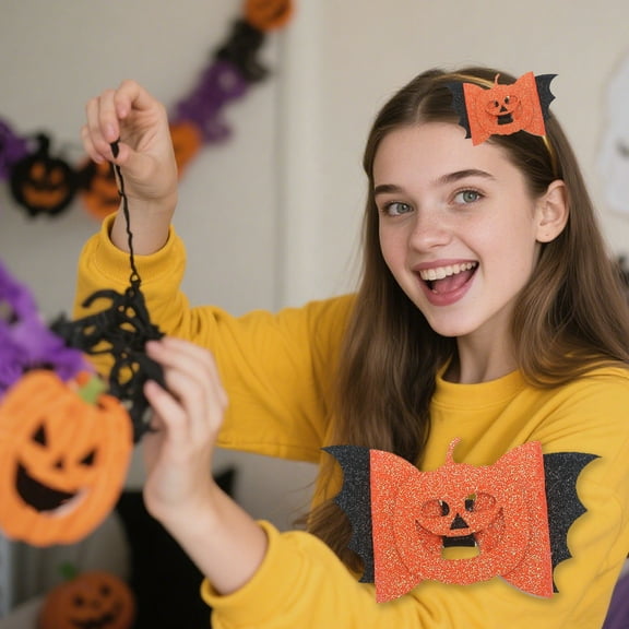 KeirineCC Halloween Hair Clips for Women Glitter Halloween Bat Hair Bows Barrette Shiny Violet Bat Hairclip Hair Styling Accessories Clips for Party Prom Festival Sparkly Bow Clip Barrette,Style C