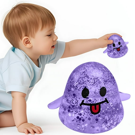 KeirineCC Halloween Novelty Ghost Stress Ball Squishies Toys,Glitter Sensory Poop Stress Sugar Balls, Funny Stretch and Squeeze Fidget Toys for Adults,Fool's Day Prank Gift Party Favor,Purple