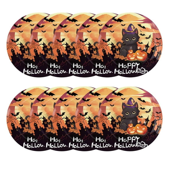 KeirineCC Halloween Party Plates and Napkins, Halloween Party Supplies Tableware Set, Halloween Party Decorations Halloween Party Supplies, Plates, Napkins, Paper Cups - 7" Plates(10PCS)