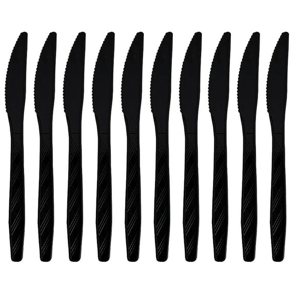 KeirineCC Halloween Party Supplies Disposable Tableware Halloween Plates Cups Napkin Spoon Fork Knives Banner Plastic Tablecloth Dinnerware for Halloween Party Decorations, Serves 10 - Knives