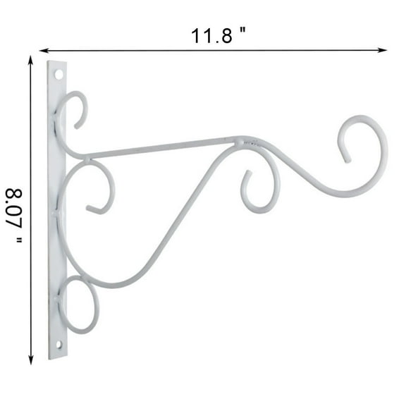 KeirineCC Hanging Plant Bracket,Metal Wall Plant Hangers with Iron Screws Decorative Hook for Bird Feeders,Lanterns,Wind Chimes,Planters,Flower Pot,Outdoor Indoor Decor,1 PCS,12x9 Inches,White