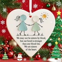 KeirineCC Heart-Shaped Sisters Sea Glass Ornament,We are Sisters of The Heart Sea Glass Friendship Ornaments, Handcrafted Friendship Hearts Ornament for Christmas Tree, for Best Friends (1PC)