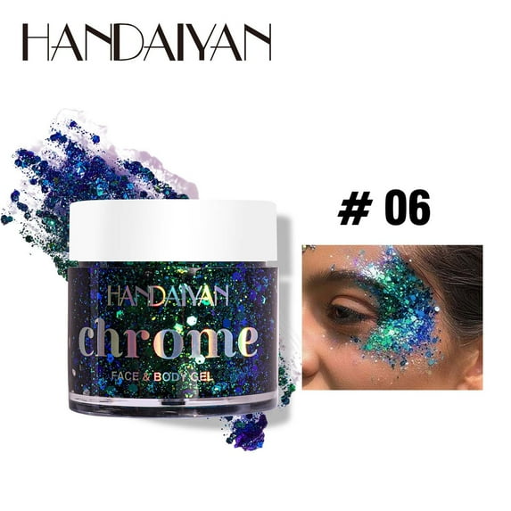 KeirineCC Holographic Sparkling Color Shifting Heart Body Glitter, Face, Makeup and Hair Glitter Gel, Glitter Gel for Mardi Gras, Festivals, Parties, Raves, Concerts