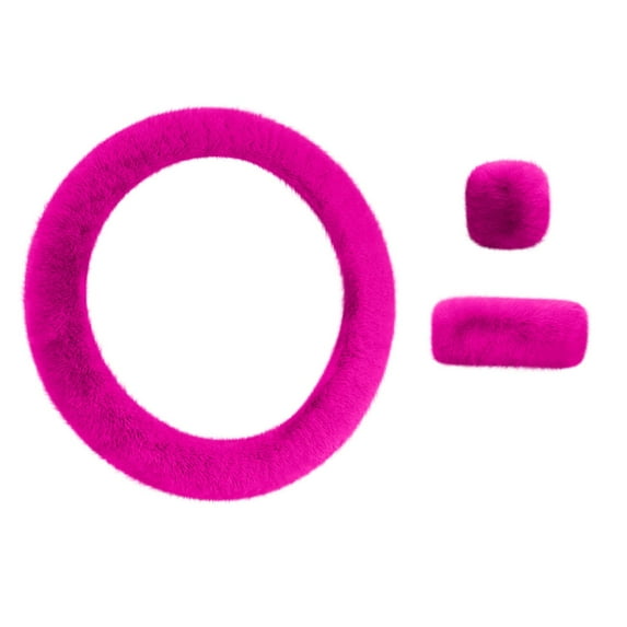 KeirineCC Imitation Wool Short Car Handle Cover Car Steering Wheel Cover Winter Warm Steering Wheel Cover Multicolor,Hot Pink