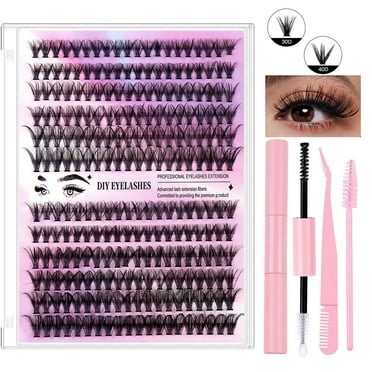 KeirineCC Lash Clusters Individual Eyelash Extensions Thin & Invisible Band DIY False Eyelashes for Self-application Newbie's Five-Second Series Wispy Lash Tray, LuxeBold 8-16mm Mixed Length