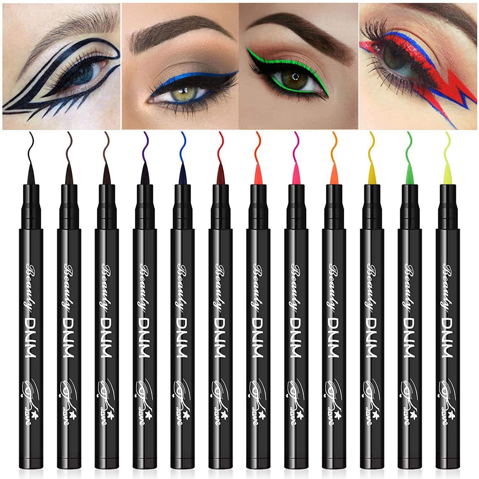 KeirineCC Metal Colorful Eyeliner Pencil Set - Matte & Shimmer Eye Makeup,Smooth Use Long-Lasting & Waterproof Eyeliner,12PCS Eyeliner Pencil Set