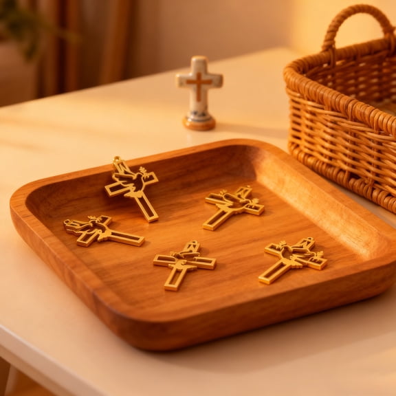 KeirineCC Metal Cr Oss Shaped Hollow Pendant Paired With DIY Birds Shaped Accessories,Gold