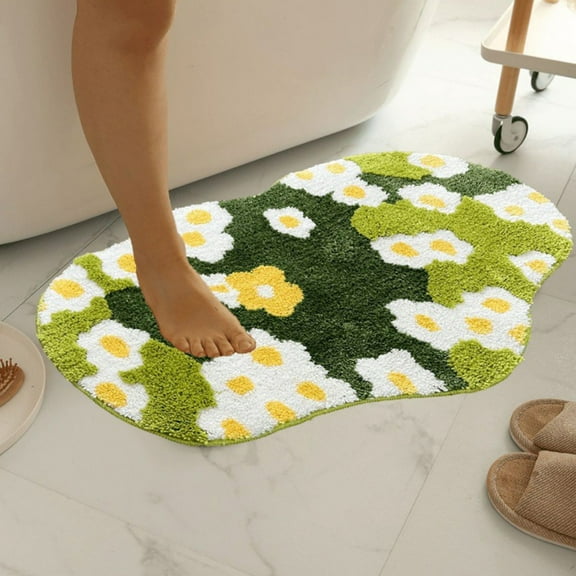 KeirineCC Moss Rug Floral Area Rugs, Large 20''x31'' Plant Flower Runner Rugs for Bedroom, 3D Cute Green Forest Grass Aesthetic Plush Carpet Decor, Living Room Kids Room Non Slip - A