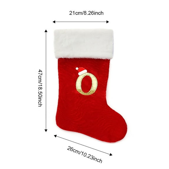 KeirineCC Personalized Burlap Christmas Stockings, 7.8 Inch Initial Monogram Christmas Stocking, Embroidered Letter Christmas Stocking,Holiday Farmhouse Xmas Season Decor Red - O