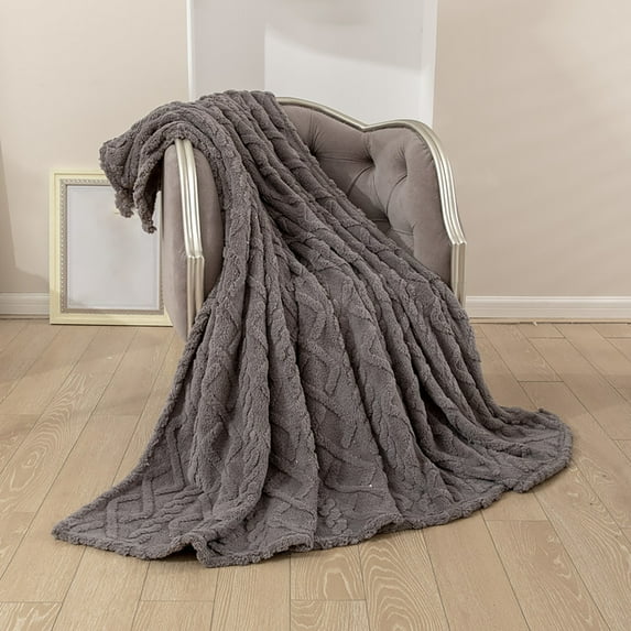 KeirineCC Sherpa Throw Blanket for Couch - Soft Fuzzy Cozy Blanket for Women Man Kids, Fleece Plush Thick Warm Blanket Gift for Winter, Grey, 39.3x47.2 Inch - Dark Gray