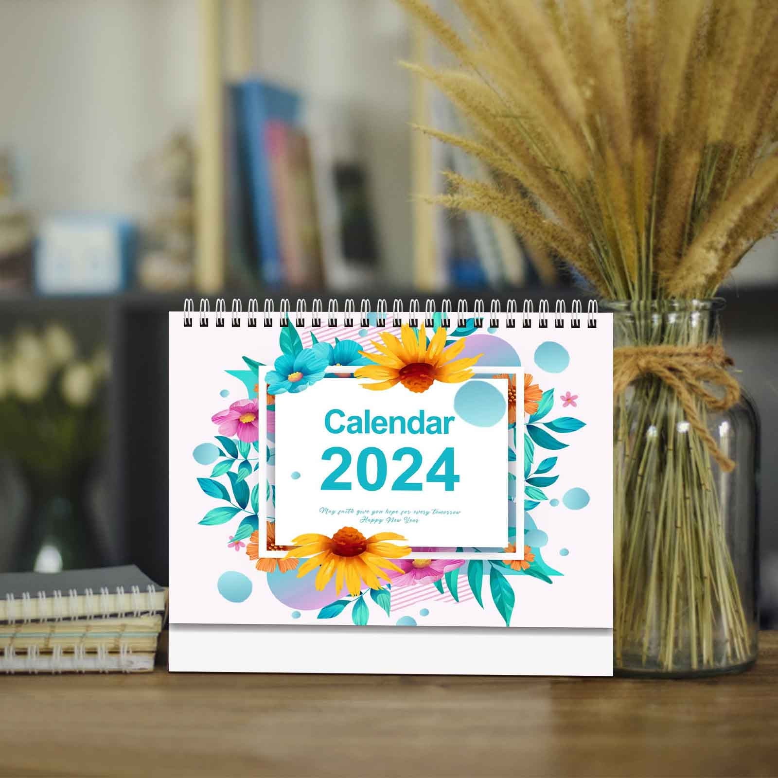 KeirineCC Small Desk Calendar 2024-2025, 9x9 Standing Desk Calendar ...