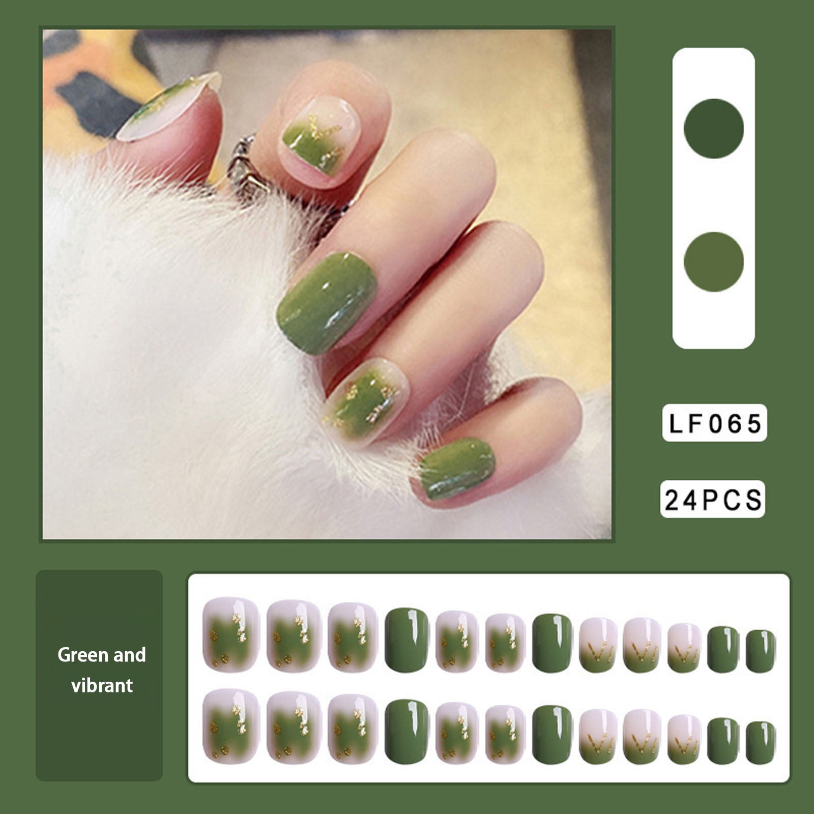 KeirineCC Square Ombre Press On Nails Soft Gel Press On Nails Short with Nail Glue 24