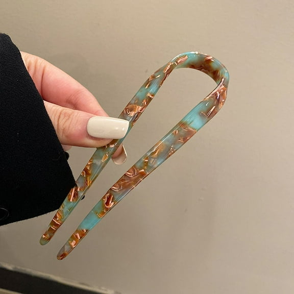 KeirineCC U-Shaped Large French Hair Pins, Metal Hair Pins Hair Fork French Twist Hair Pin Hair Sticks for Buns, Classic Cellulose Acetate Hair Pins for Women(D)