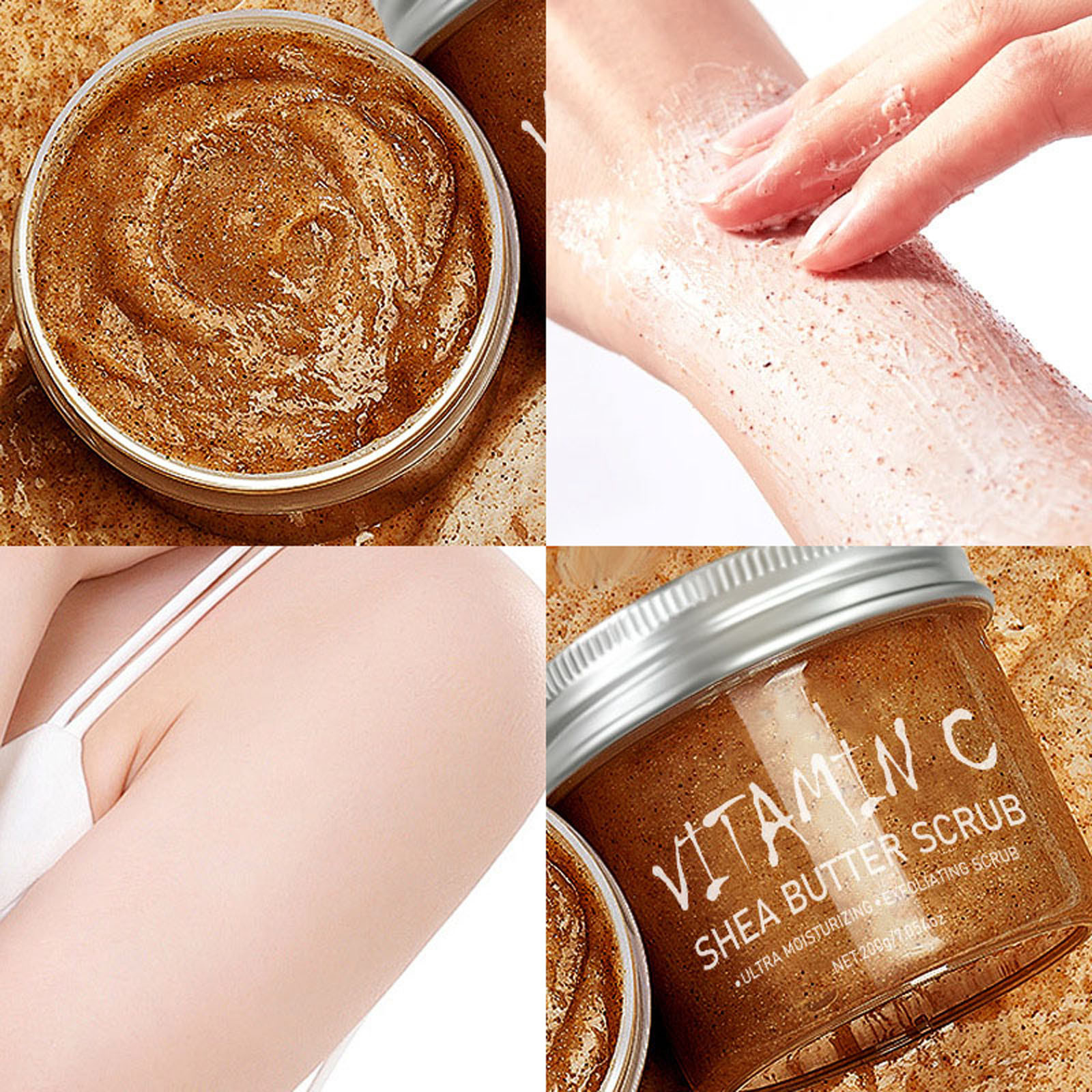 KeirineCC Vitamin C Shea Sugar Scrub, 200g/7.05oz, Ultra Hydrating and