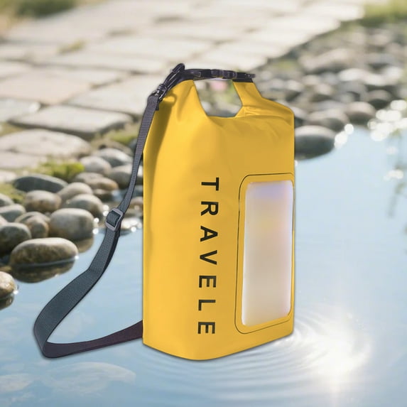 KeirineCC Waterproof Dry Bag,Roll Top Waterproof Pool Bag,Dry Bags for Kayaking Waterproof-w/Phone Pouch,Large Waterproof Phone Pouch,Boating & Kayak Accessories Camping,16x8x5 Inches,Yellow