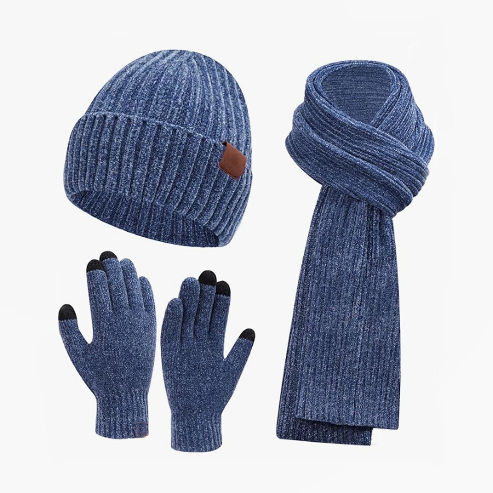 Women\'s Winter Beanie Hat Scarf and Gloves Set with Fleece Lined, Navy Blue Hat Scarf Gloves Set, Hat Scarf Combo, Hat Scarf Mittens-hat  main image 2
