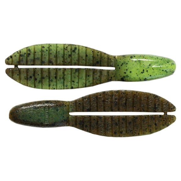 Keitech Flex Chunk Trailer Bait, 3.2", 6 Pack, Green Pumpkin Chartreuse