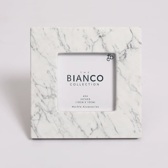 Keith 4"x4" Square Italian Carrara White Marble Picture Frame