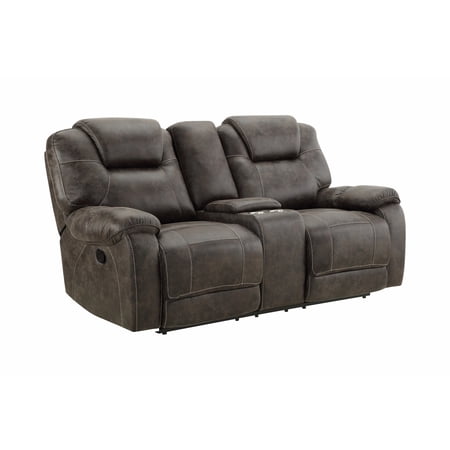 Keith 76 Inch Dual Power Reclining Loveseat, Footrest, Console, Dark Brown