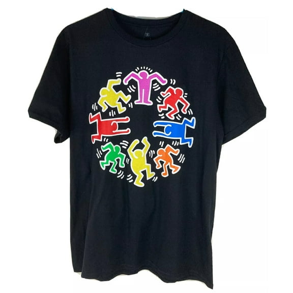 Keith Haring Foundation Black T-Shirt Medium NWOT Dancing People