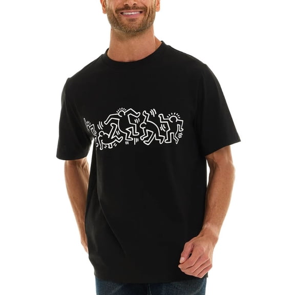 Keith Haring Men's Cotton Short Sleeve Graphic Tee Shirt (US, Alpha, XX-Large, Regular, Black)