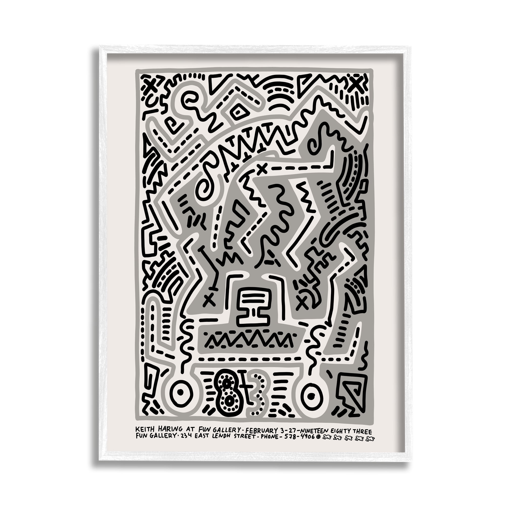KEITH - Keith Haring タイルアート　40 Keith Haring Monochrome Pop Style Squiggle Text Abstract