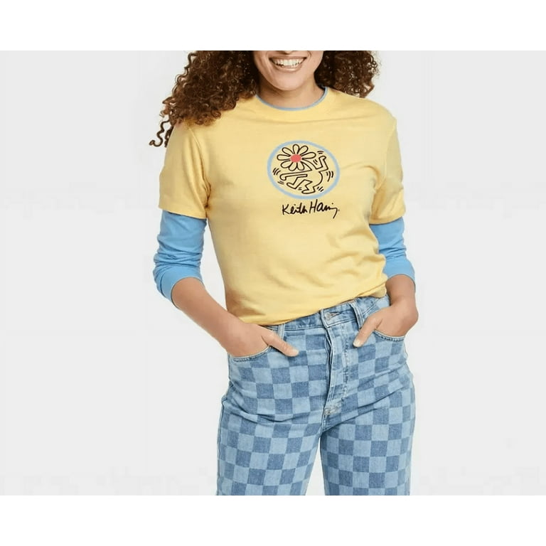 Keith Haring Women's Skater Flower Long Sleeve Graphic T Keith Haring Women's Skater Flower Long Sleeve Graphic T