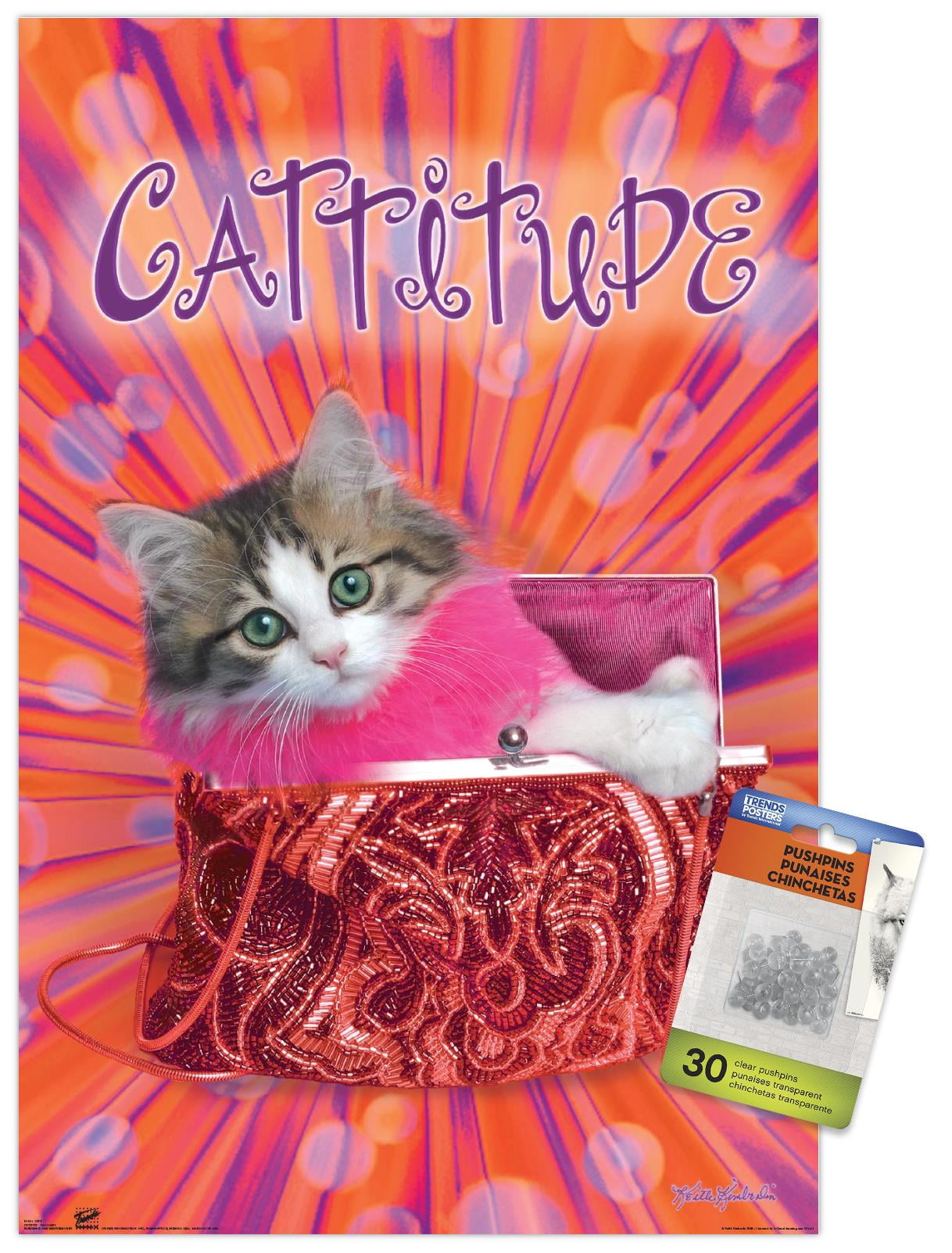 Keith Kimberlin - Cattitude Wall Poster with Push Pins, 14.725" x 22.375"