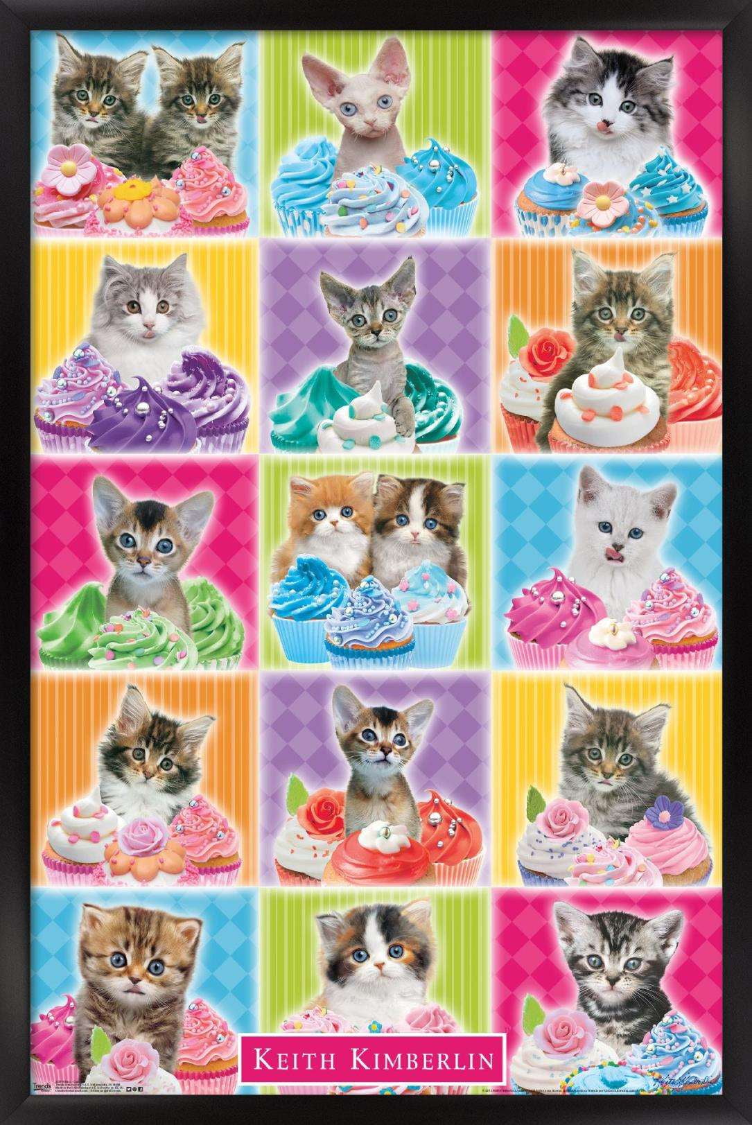 Keith Kimberlin - Kitten - Cupcake Wall Poster, 14.725" x 22.375", Framed