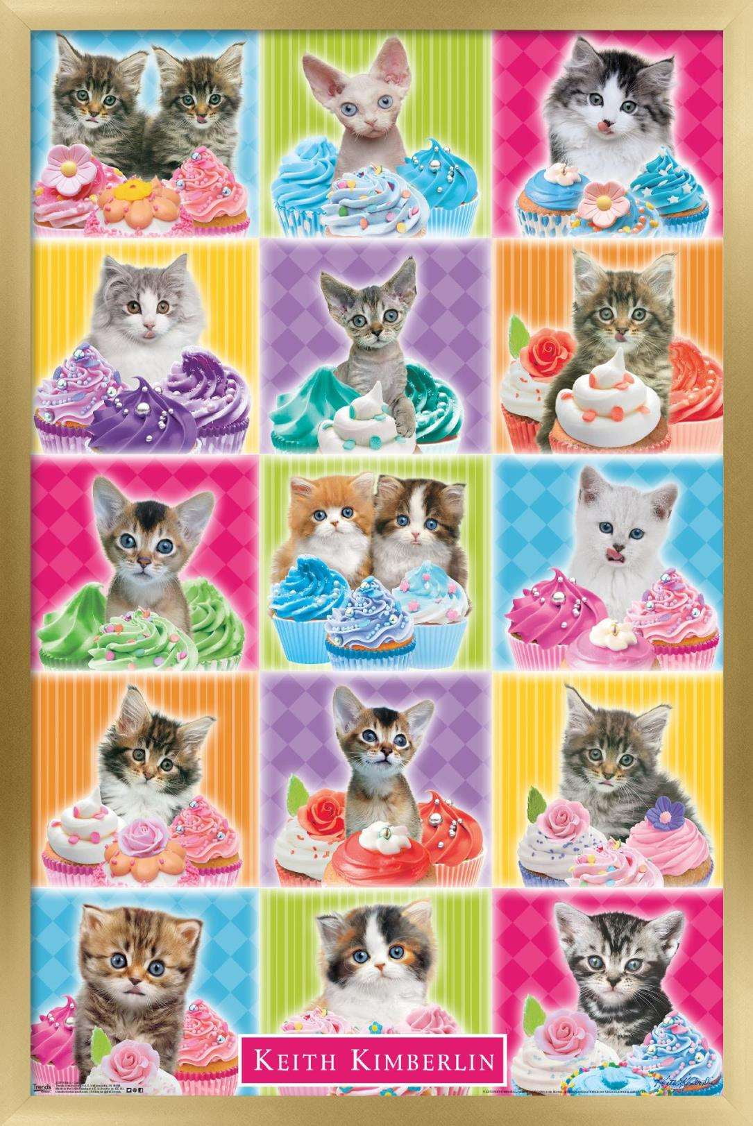 Keith Kimberlin - Kitten - Cupcake Wall Poster, 14.725" x 22.375", Framed