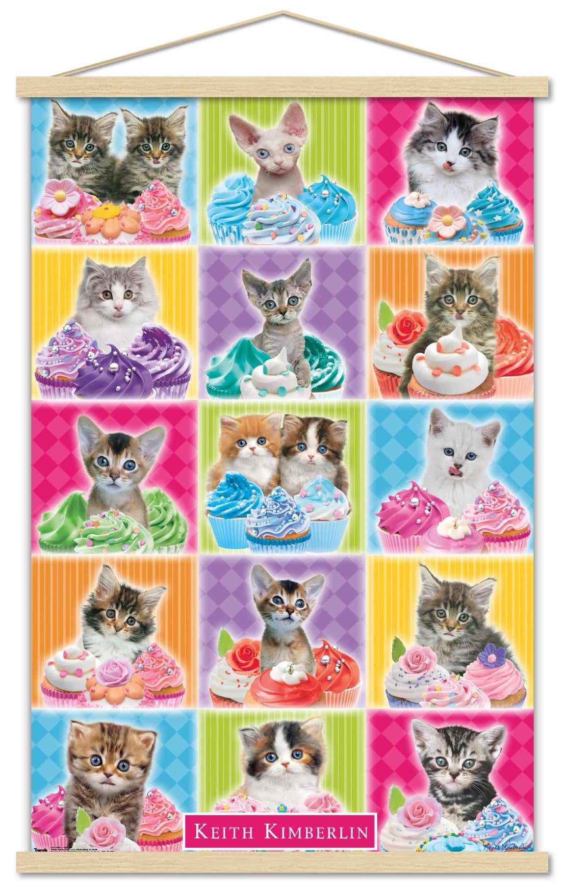 Keith Kimberlin - Kitten - Cupcake Wall Poster with Wooden Magnetic Frame, 22.375" x 34"