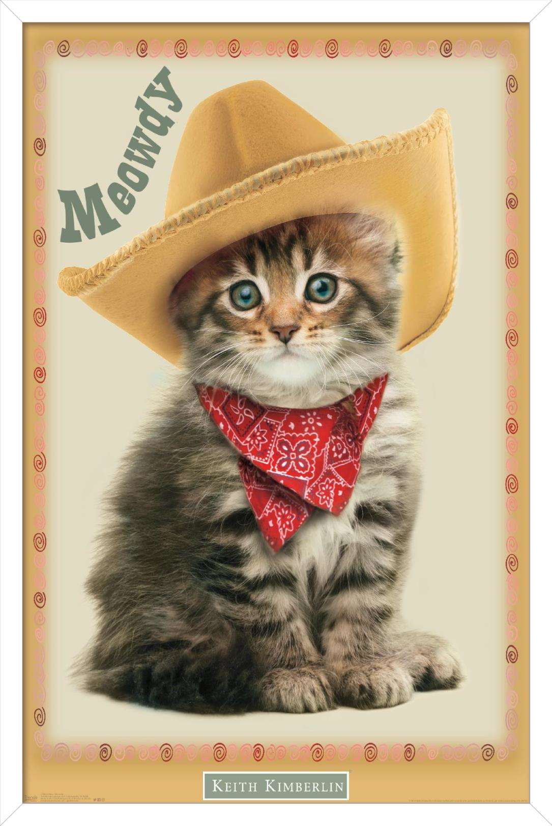 Keith Kimberlin - Kitten - Meowdy Wall Poster, 14.725" x 22.375", Framed