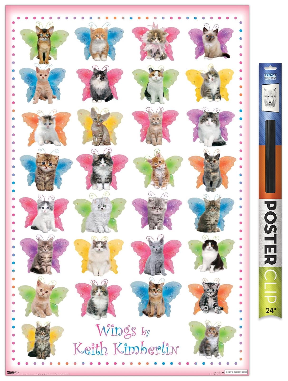 Keith Kimberlin - Kittens with Butterfly Wings Wall Poster, 22.375" x 34"
